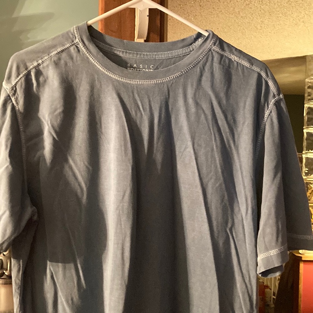 Mens Basic Editions Short Sleeve Tee Shirt Light Blue Sixe M